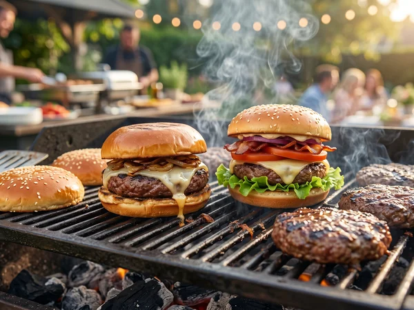 Saftige Burger vom Grill mit goldgelbem Brioche-Bun