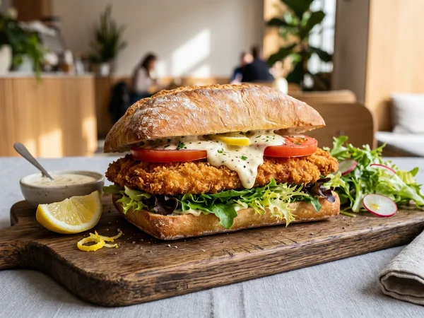 Knusprige Schnitzelsemmel mit Salatblatt